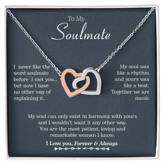 To My Soulmate | I Love You, Forever & Always - Interlocking Hearts necklace
